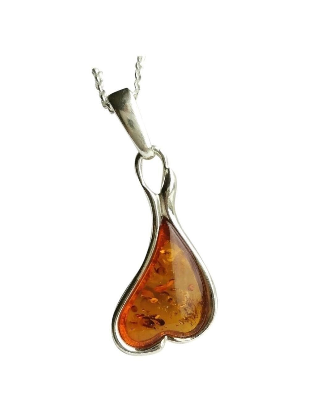 Amber sterling silver pendant necklace 🆕